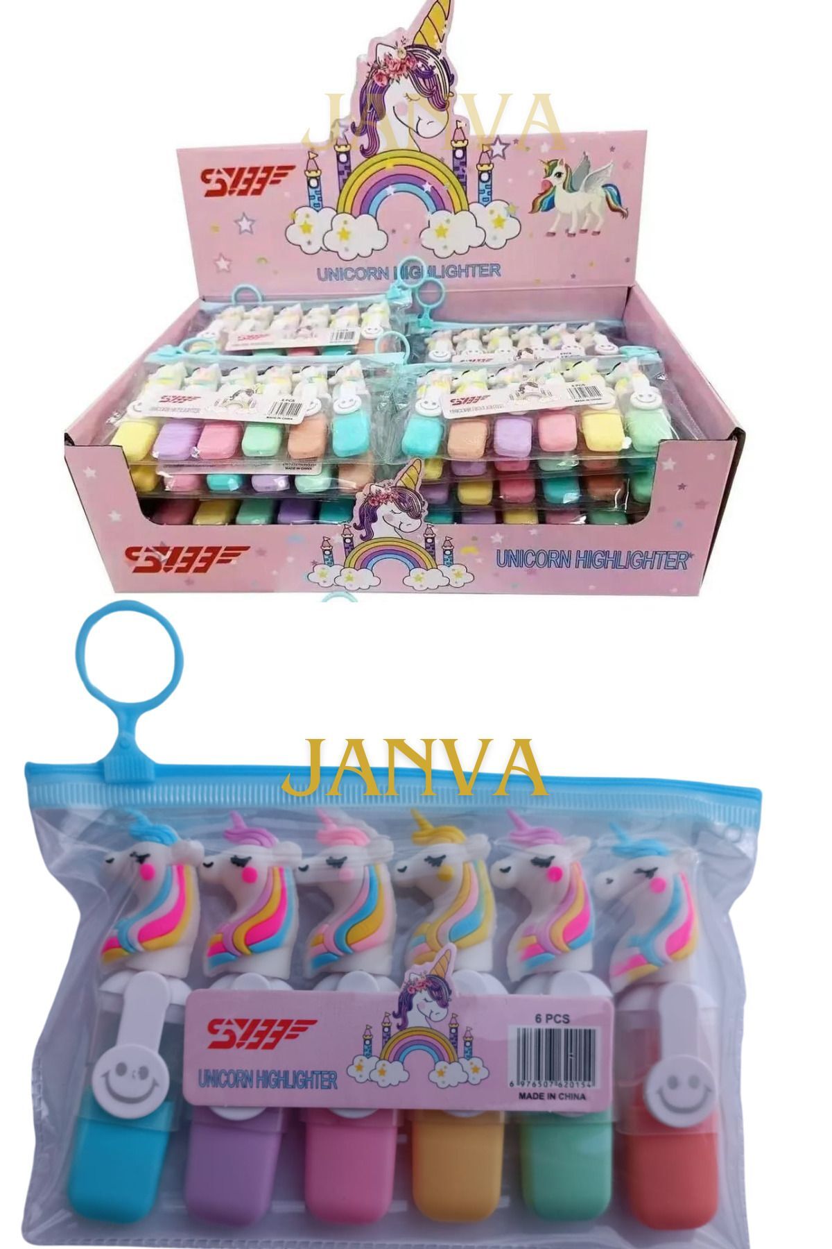 Unicorn Fosforlu kalem Seti (6 adet) Pastel Renkler Kaliteli İşaretleme Çicme Kalemi Renkli Boyama