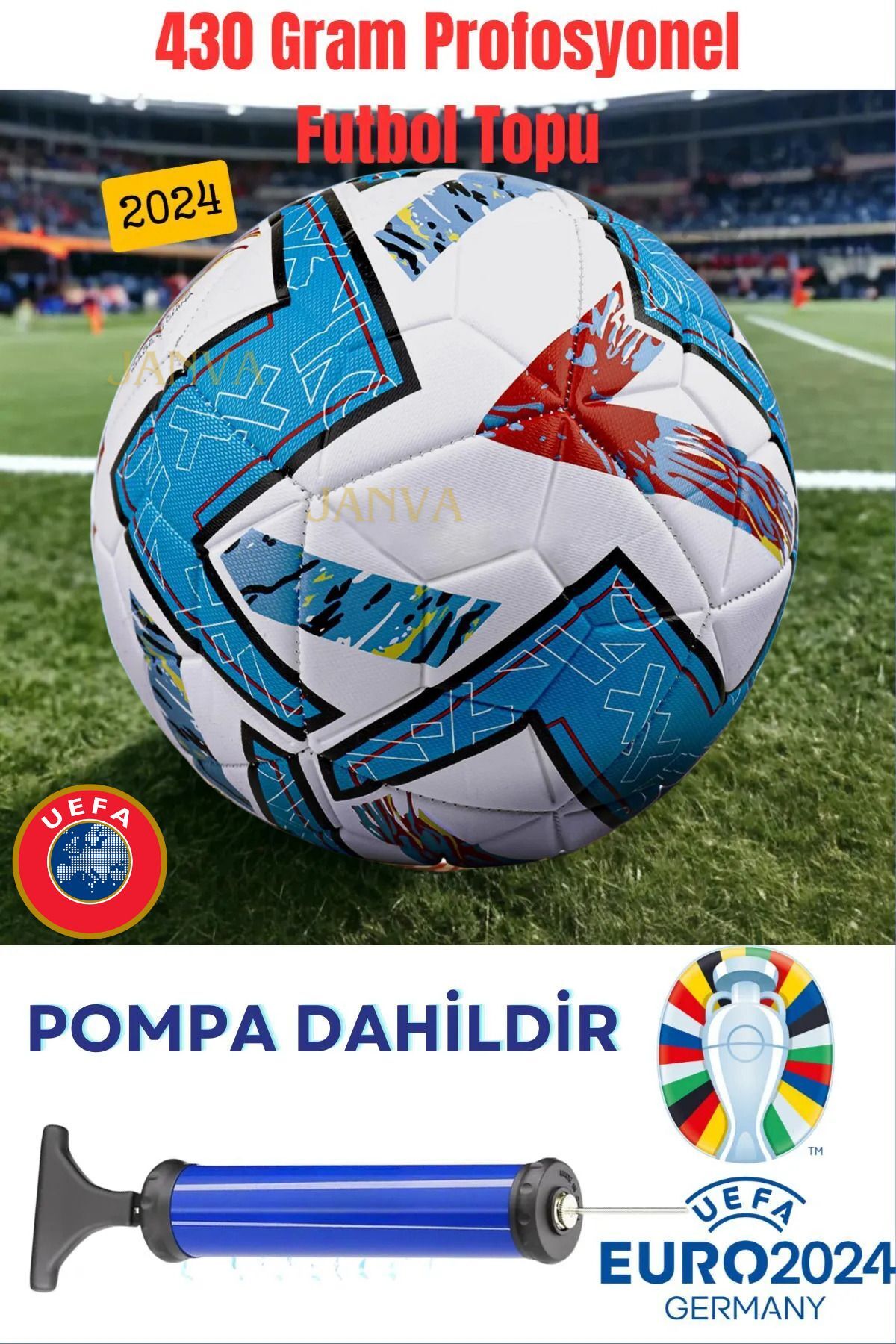 Futbol Topu 420 gram Lazer Kesim Maç Ve Antreman Pompa Uefa 2025 grimarkapompalı420
