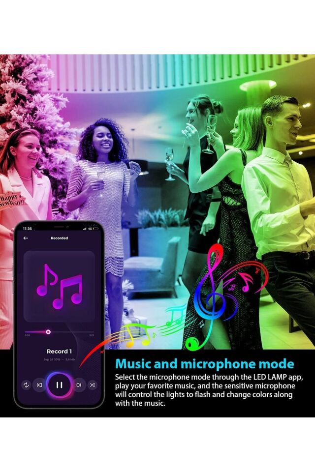 Usb Uygulamadan Sese Duyarlı 9.9 Metre Rgb Yılbaşı Ledi Kumandalı Led Çam Ağacı Kayar Led Tv Arkası