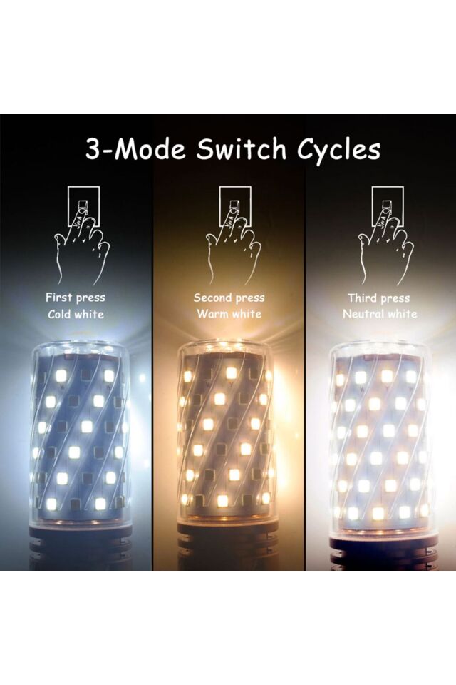 E14 Duylu 3 Fonksiyonlu Mısır Led Ampul E 14 MISIR Avize Ampulü Lamba Işık Tasarruflu Ekonomik