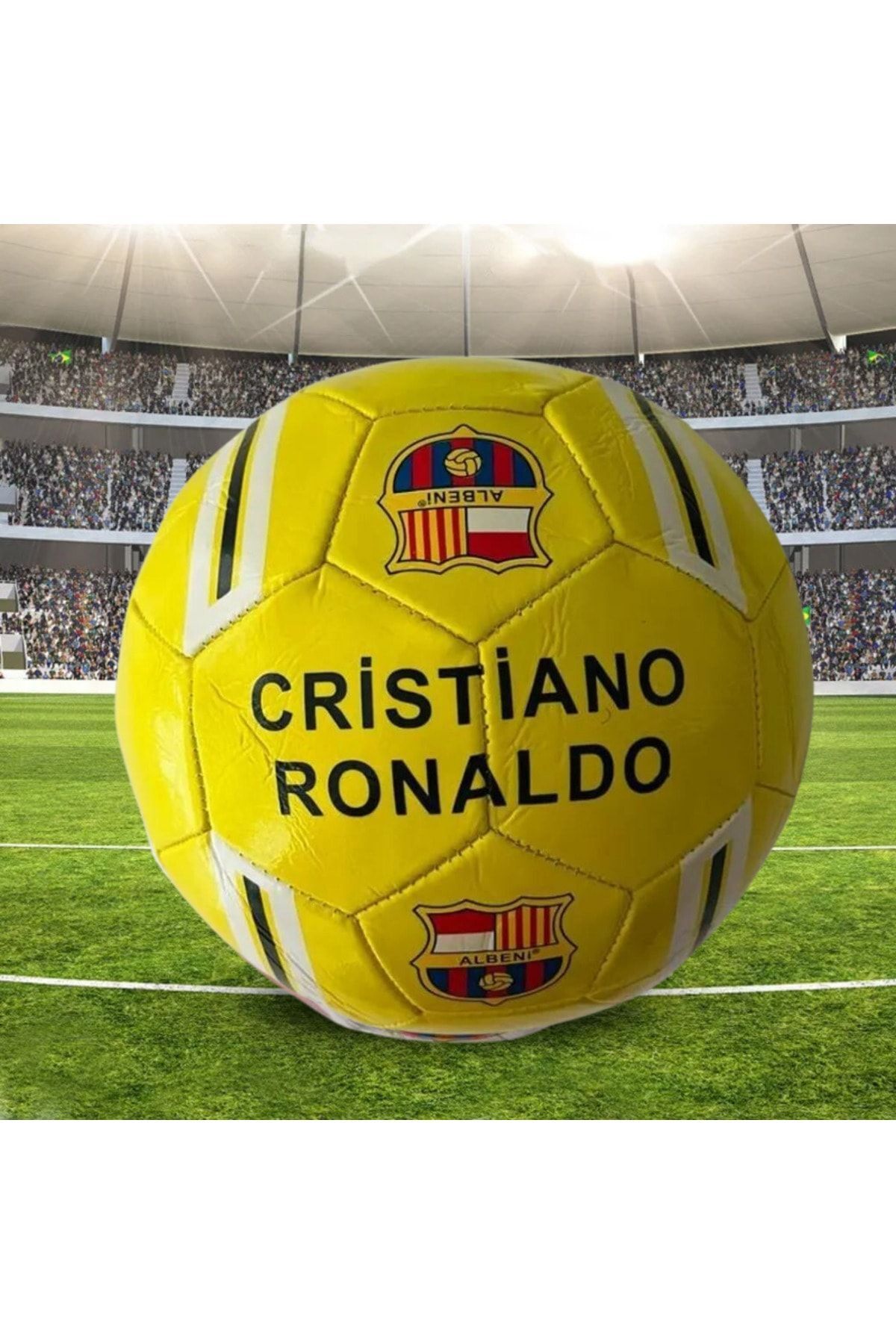 Crıstıano Ronaldo Futbol Topu Dikişkli 5 numara Maç ve halı Saha Topu KIRMIZI