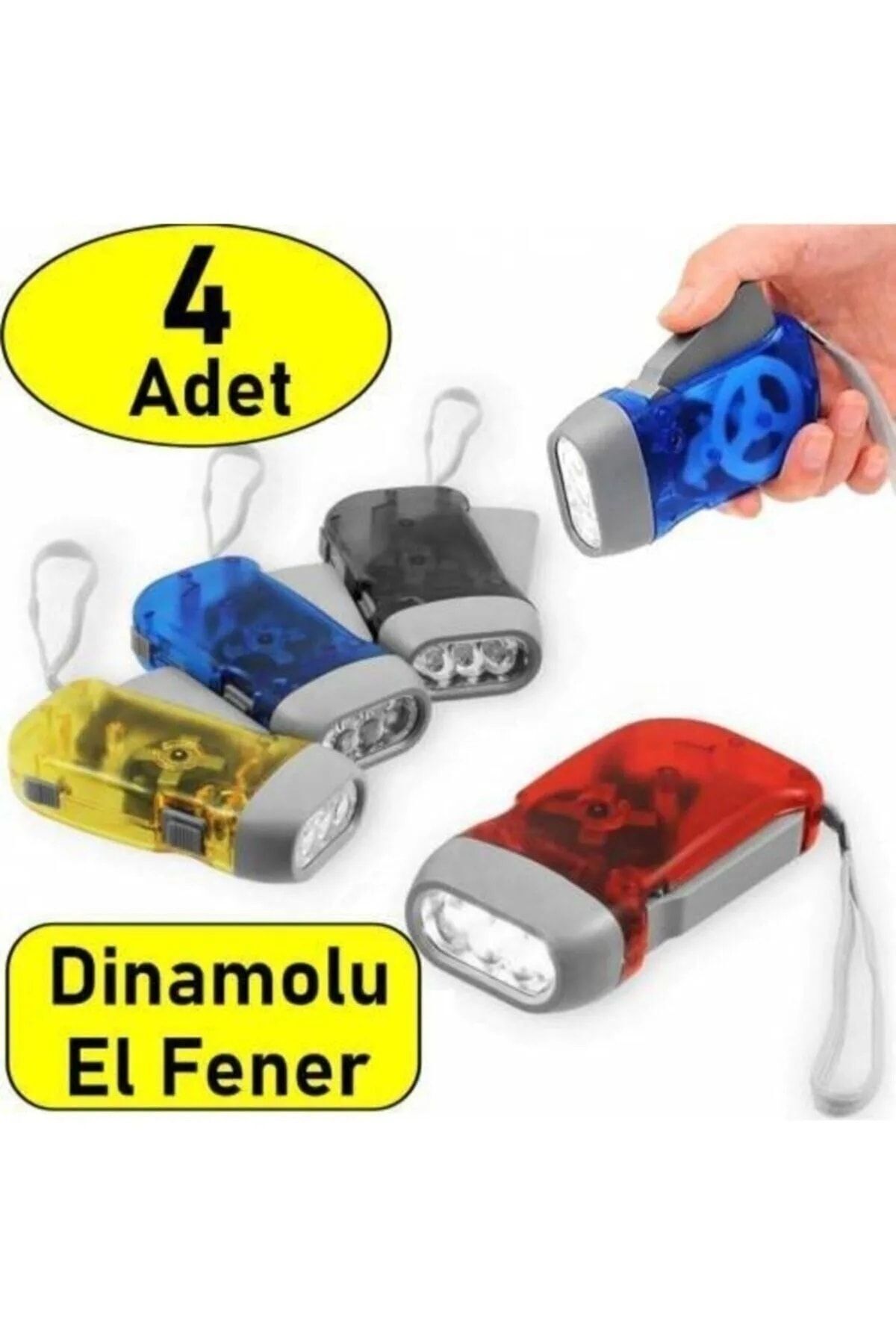 4 Adet Tüm Aileye Deprem Için Pilsiz Dinamolu 3 Ledli El Feneri Deprem Feneri Pilsiz karışık