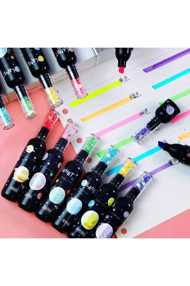 Kuromi Galaxy Fosforlu Kalem 6 adet 1 Paket Trend Model Öğrenci Seti İşaretleme Kalemi