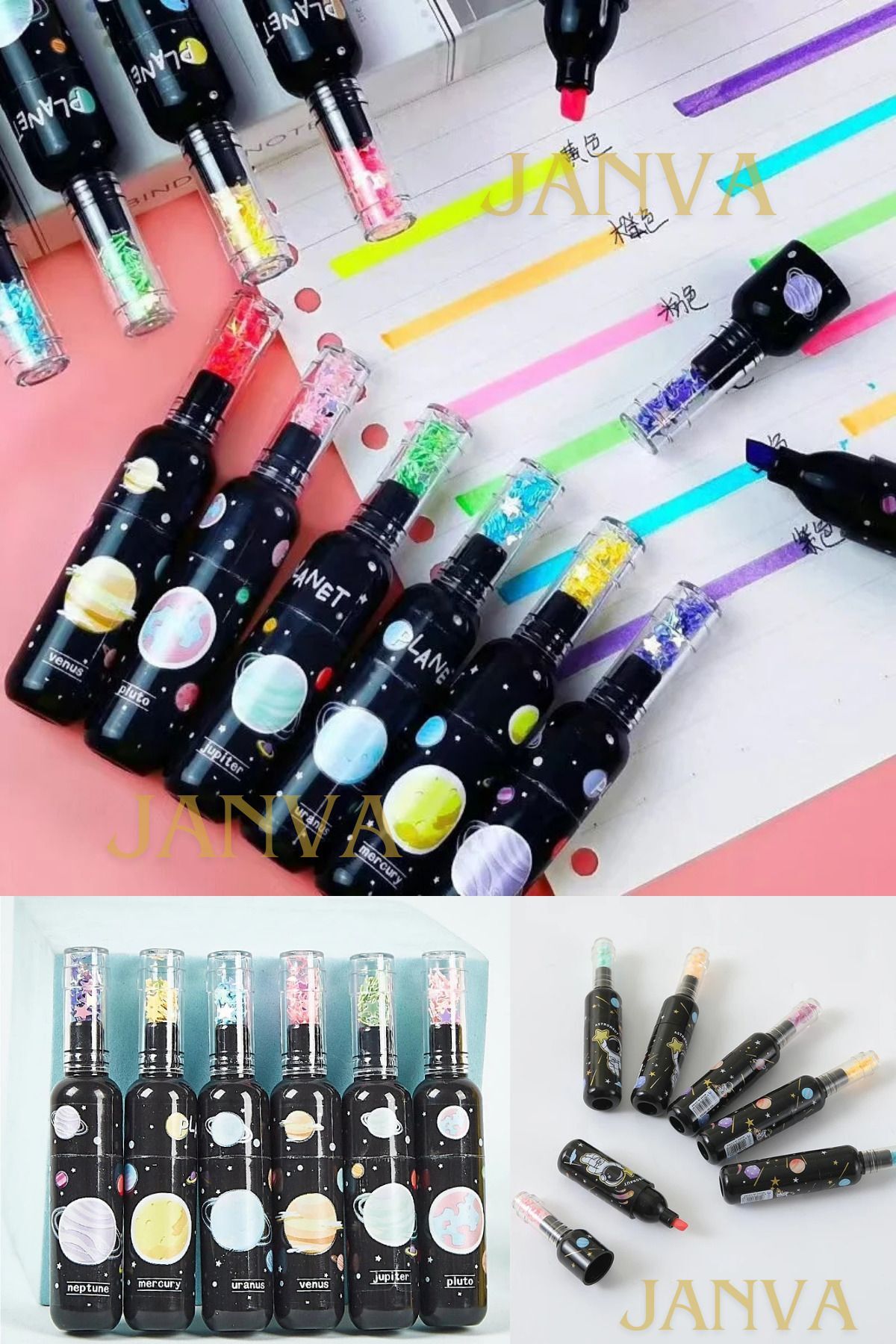 Kuromi Galaxy Fosforlu Kalem 6 adet 1 Paket Trend Model Öğrenci Seti İşaretleme Kalemi
