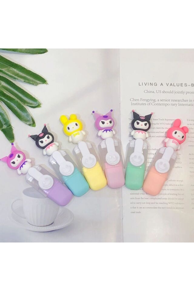 Kuromi Fosforlu Kalem 6 adet 1 Paket Trend Model Öğrenci Seti İşaretleme Kalemi