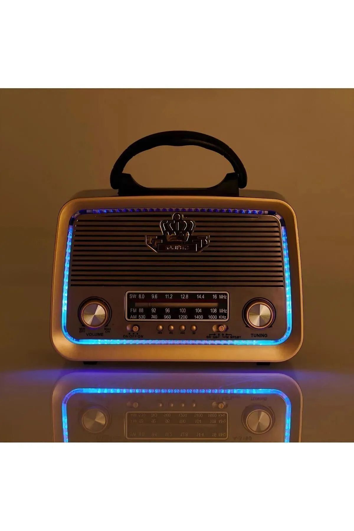 Nostaljik Radyo Bluetooth Ledli Usb Sd Card Mp3 Radyo Çalar Cn-301 Bt AHŞAP