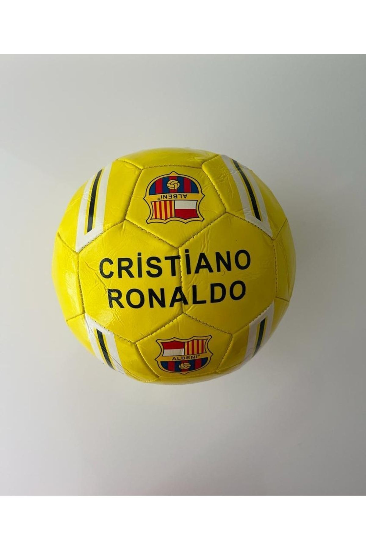 Crıstıano Ronaldo Futbol Topu Dikişkli 5 numara Maç ve halı Saha Topu SARI