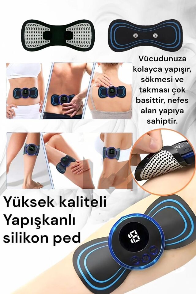 Pedli Masaj Aleti Bel Sırt Bacak Kol 8 Farklı Stil 18 Kademeli Titreşimli Şarjlı Taşınabilir Tens