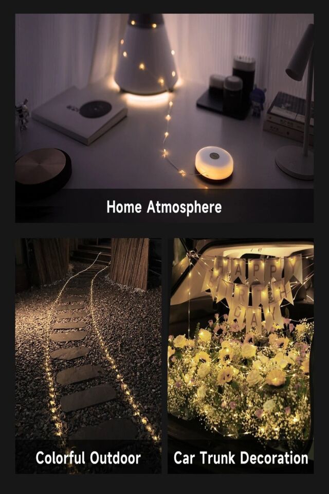 Şarjlı 8x80 Led Kamp Lambası Işıldak Fener Dekor Lambası Yıl Başı Süsü Perde Peri Şerit Led Makaralı