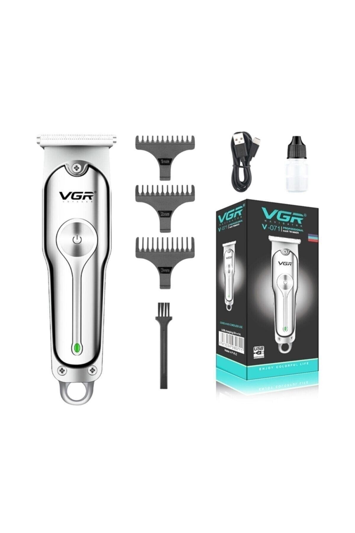 V-071 Mini Şarjlı Metal Profesyonel Saç Sakal Tıraş Makinesi GRİ