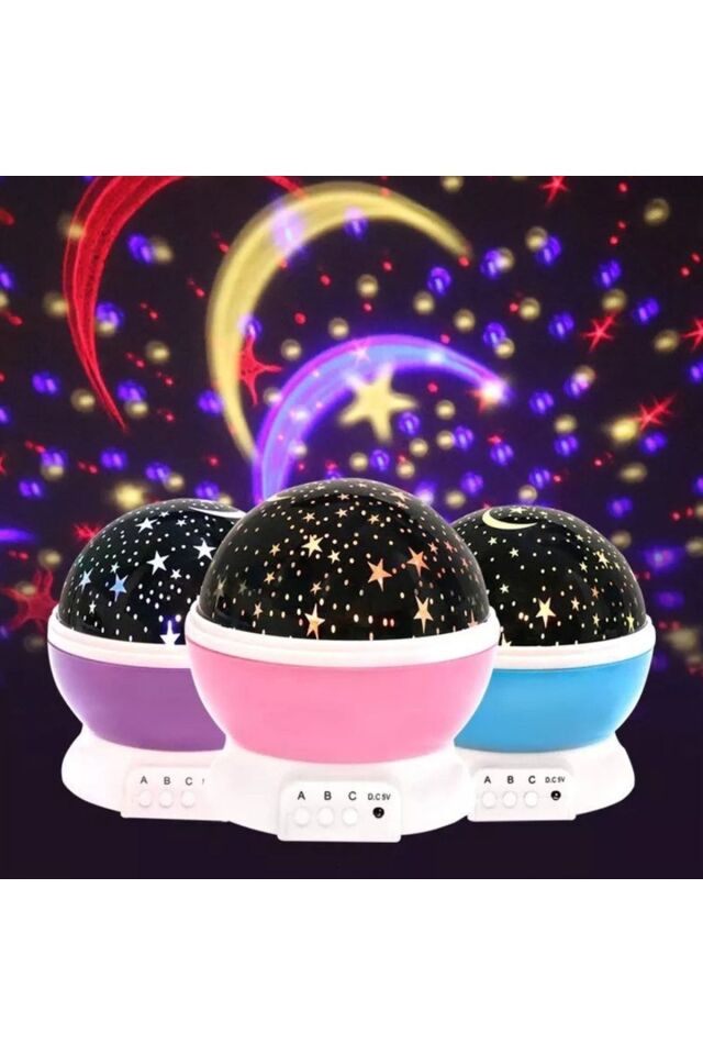 Star Dönen Projeksiyon Gece Lambası Tavan Renkli Yıldız Yansıtma Işığı Fuşya