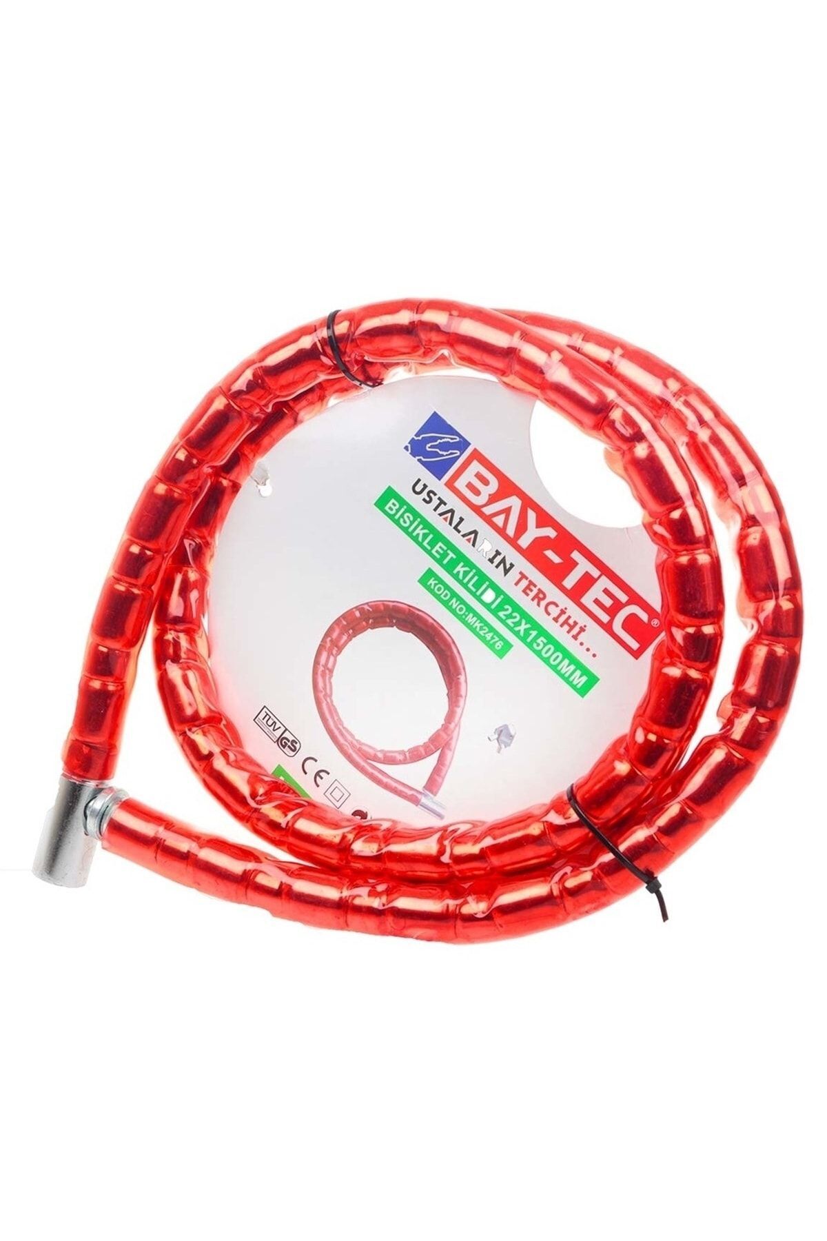 Motor Motosiklet Kilidi Yaylı Kilit 150 cm - Kırmızı Renk - Bay Tec Mk2476
