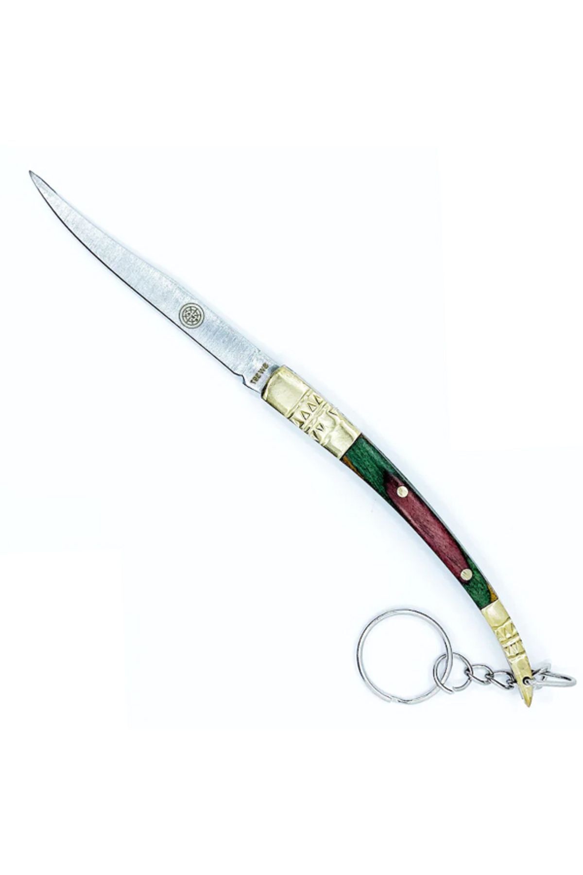 Kılçık Çakı 18cm Balıkçı Tipi ince Cep Çakısı Ahşap Sap Prinç Süsleme karışık