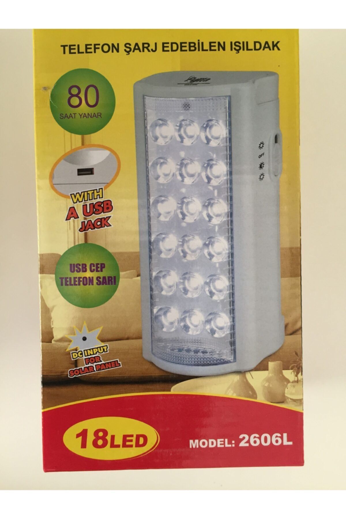 2606 Model Usb Şarj Çıkışlı Süper 18 Led Akülü Şarj Edilebilen Ledli Işıldak