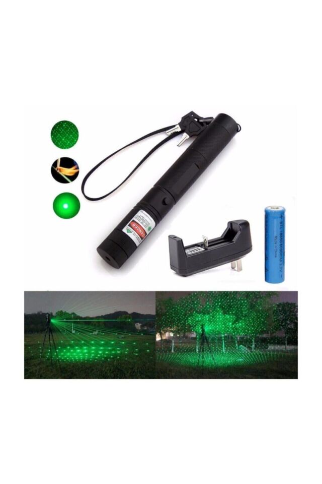 Çok Güçlü Şarjlı Turbo Yeşil Lazer Pointer Kibrit Yakabilen 15000 Mv Güç