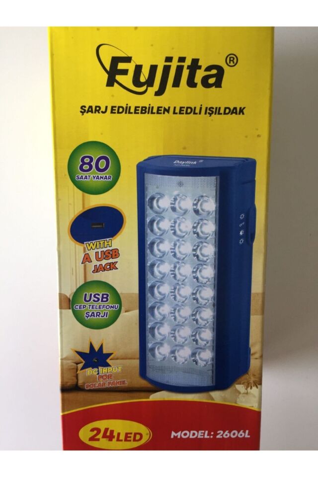 2606 Model Usb Şarj Çıkışlı Süper 18 Led Akülü Şarj Edilebilen Ledli Işıldak