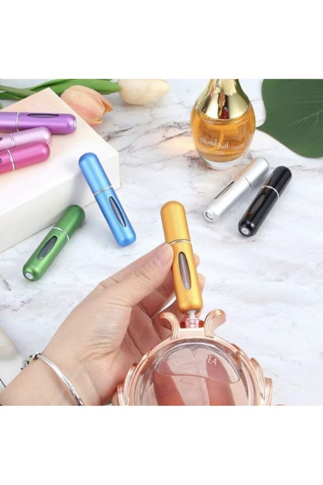 Doldurulabilir Mini Parfüm Şişesi Çanta İçi Mini Seyahat Yedek Cep Parfüm Şişesi 5 Ml 2 Adet Gümüş