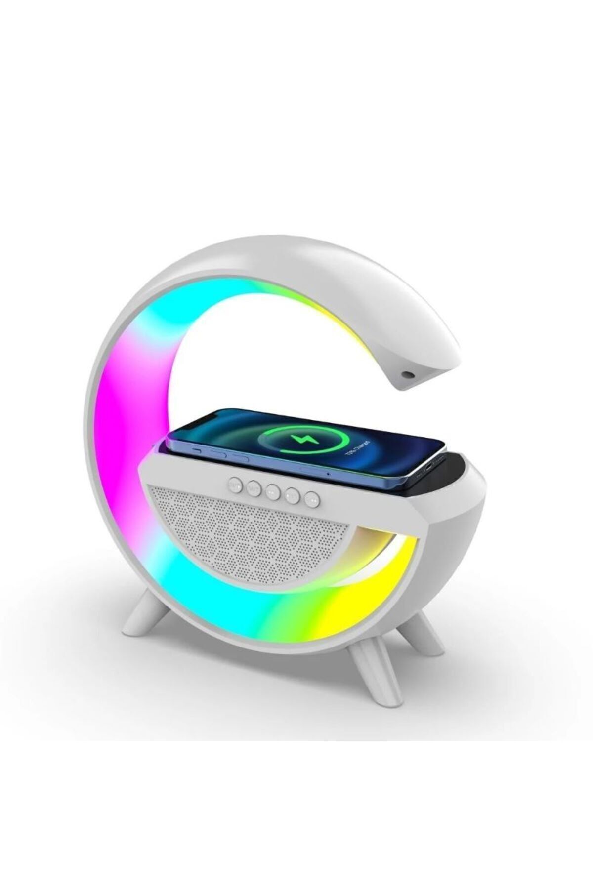 Kablosuz Şarj Aleti Masa Lambası Bluetooth Hoparlör Speaker Gece Lambası Led G Lamba