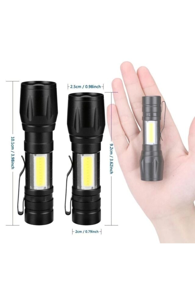 Or-515 3 Mod Zoomlu Pilli Led El Feneri Cep Boy Kamp Feneri 2000 Lumen Su Geçirmez Fener Lamba
