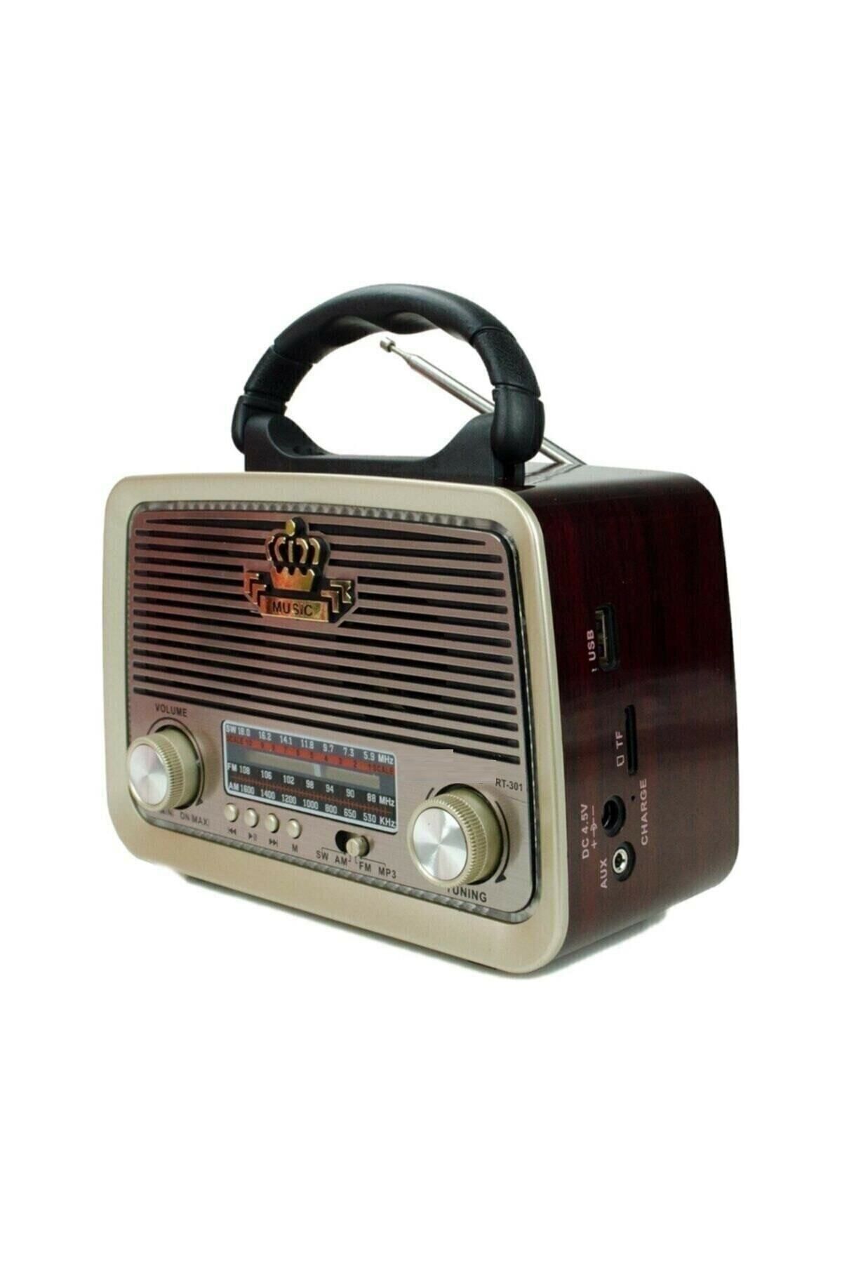 301 Ahşap/kahve Eskitme Nostalji Tasarımlı Bluetoothlu Nostalji Radyo Fm-sd Kart-aux