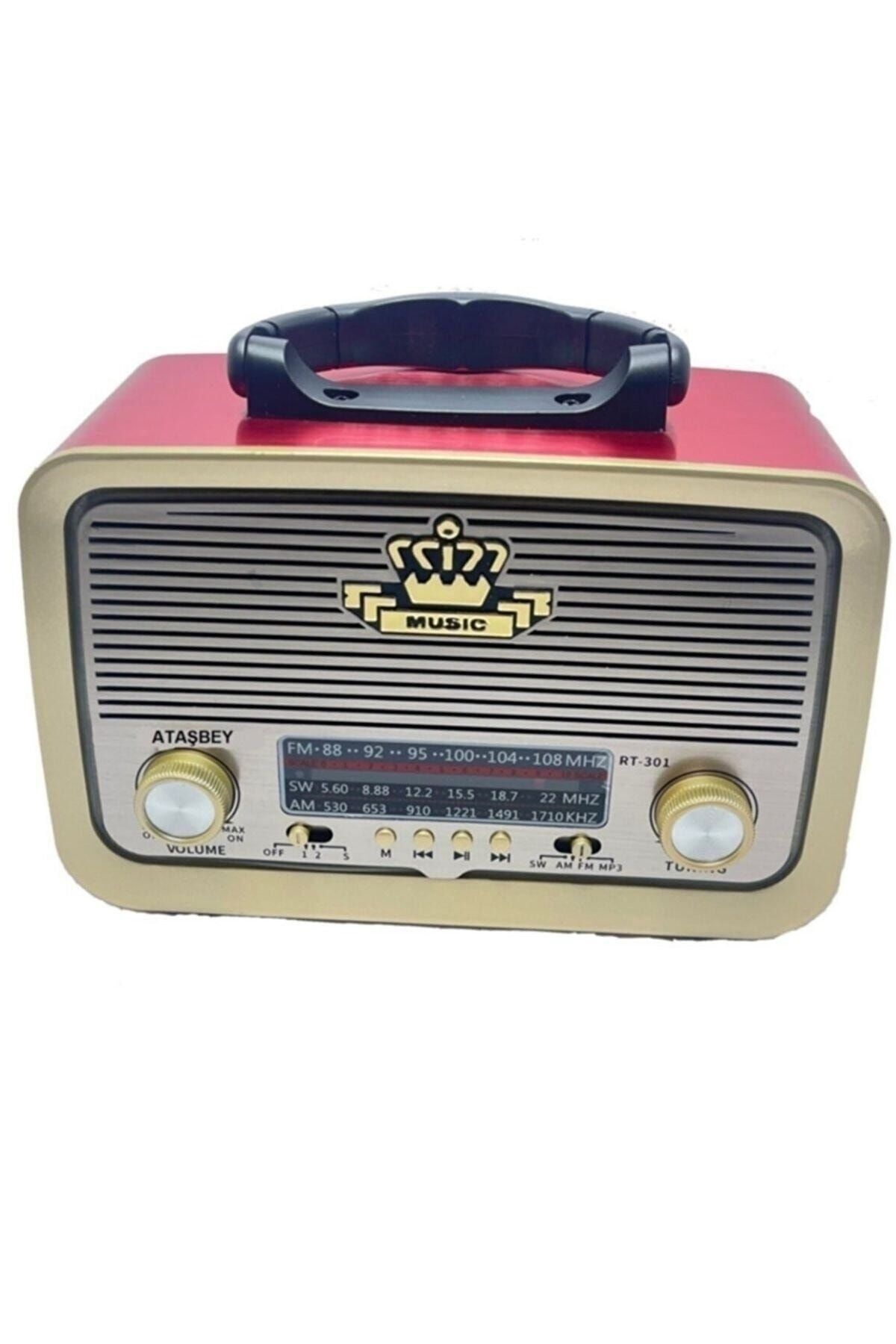 RT-301 Kırmızı Nostaljik Görünümlü Bluetoothlu USB-SD Card Mp3 Çalar Radyo Müzik Kutusu