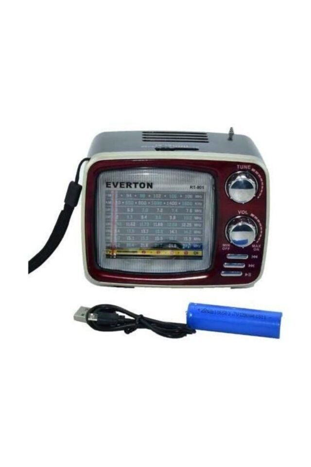 Rt-801 Şarjlı Nostaljik Everton Fm Radyo Bluetoothlu Usb Sd Kart Girişli Müzik Kutusu Mp3 Çalar