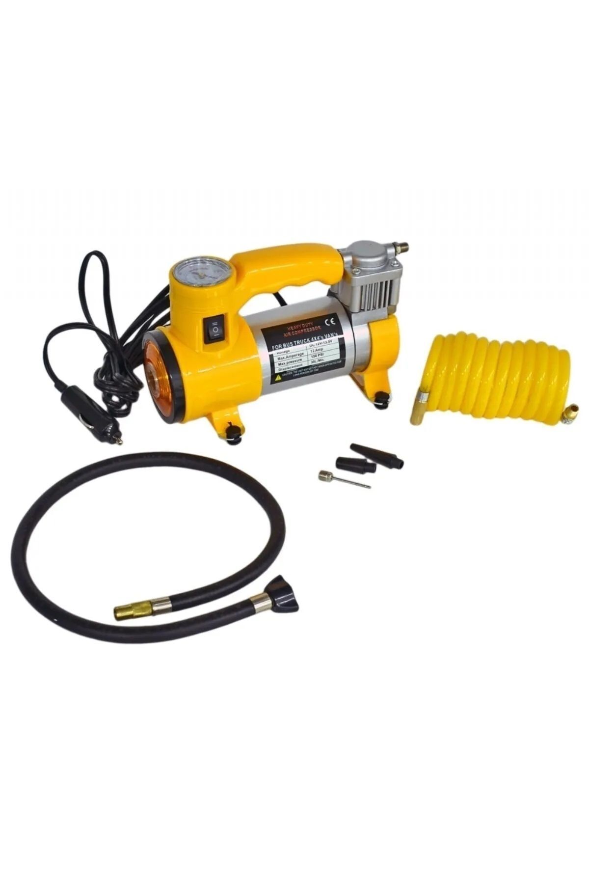 Metal Gövdeli Sarı Işıklı Mini Oto Araç Hava Kompresörü 12v