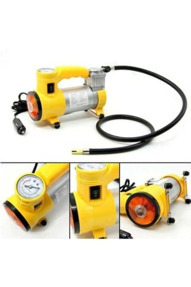 Metal Gövdeli Sarı Işıklı Mini Oto Araç Hava Kompresörü 12v