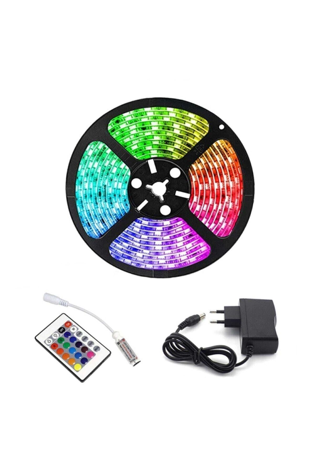 Şerit Led 5 Mt 300 Led Kumandalı 16 Renkli Silikon Yapışkanlı Adaptörlü Iç Ve Dış Mekan Aydınlatma