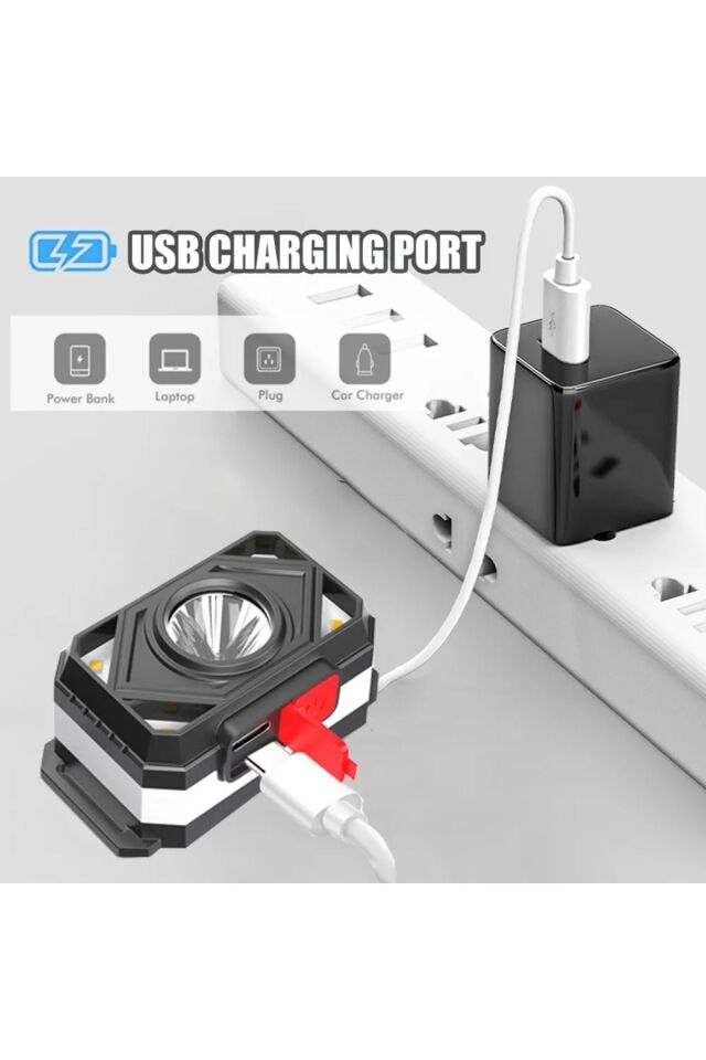 Batman Kafa Lambası Bisiklet Arama Kurtarma Kampçılık Tepe Lambası Çakarlı Çok Modlu Usb Şarj