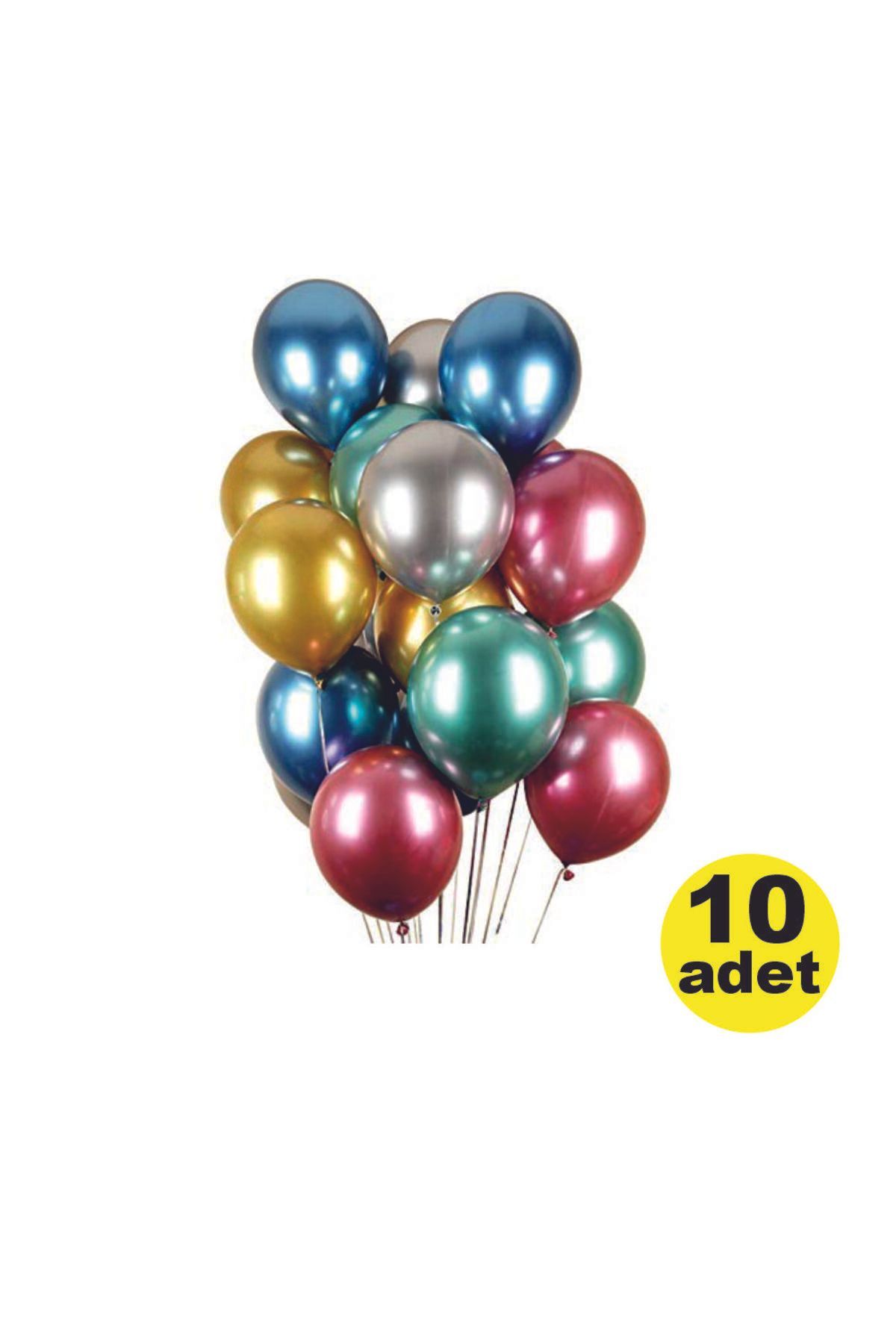 10'lu Metalik Renk Karışık Balon