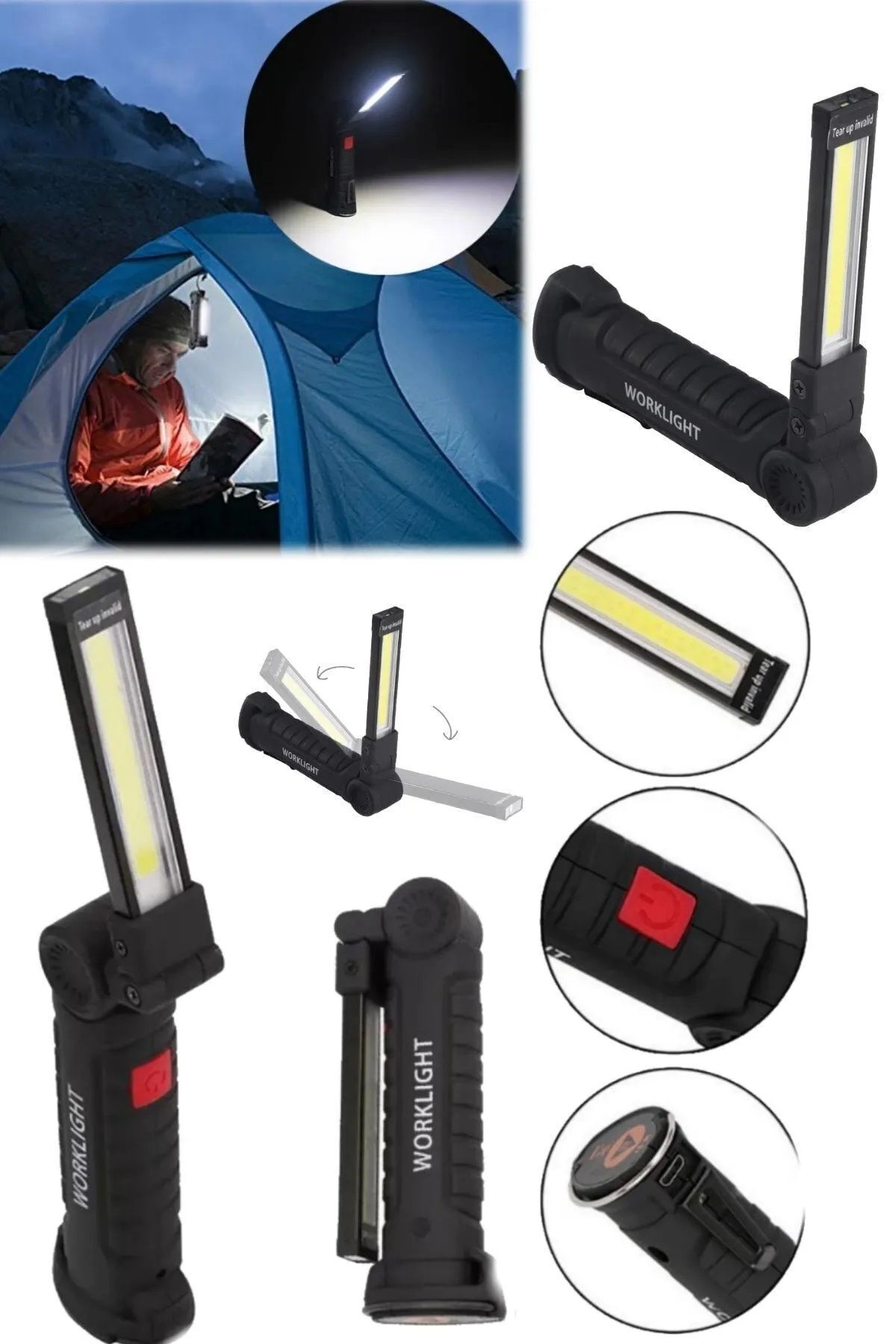 Ragarigo mıktatıslı oto tamirci el feneri Kamp Feneri Askılı Usb Şarjlı
