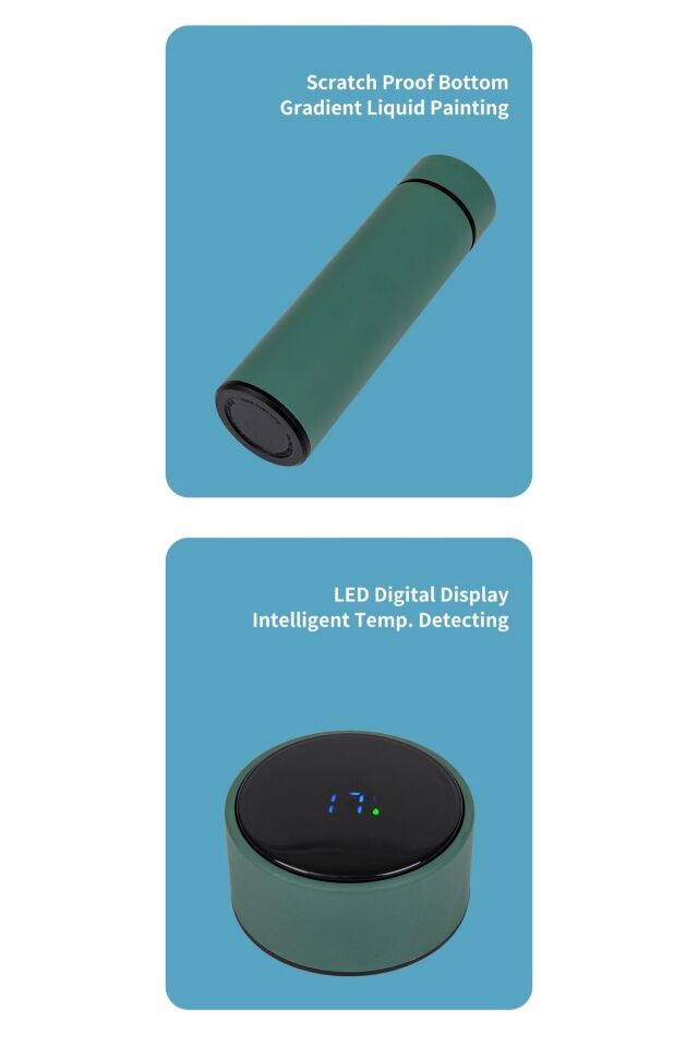 Led Sıcaklık Göstergeli Vakumlu Süzgeçli Termos 500 ml Dijital Paslanmaz Yalıtımlı Çelik Akıllıı