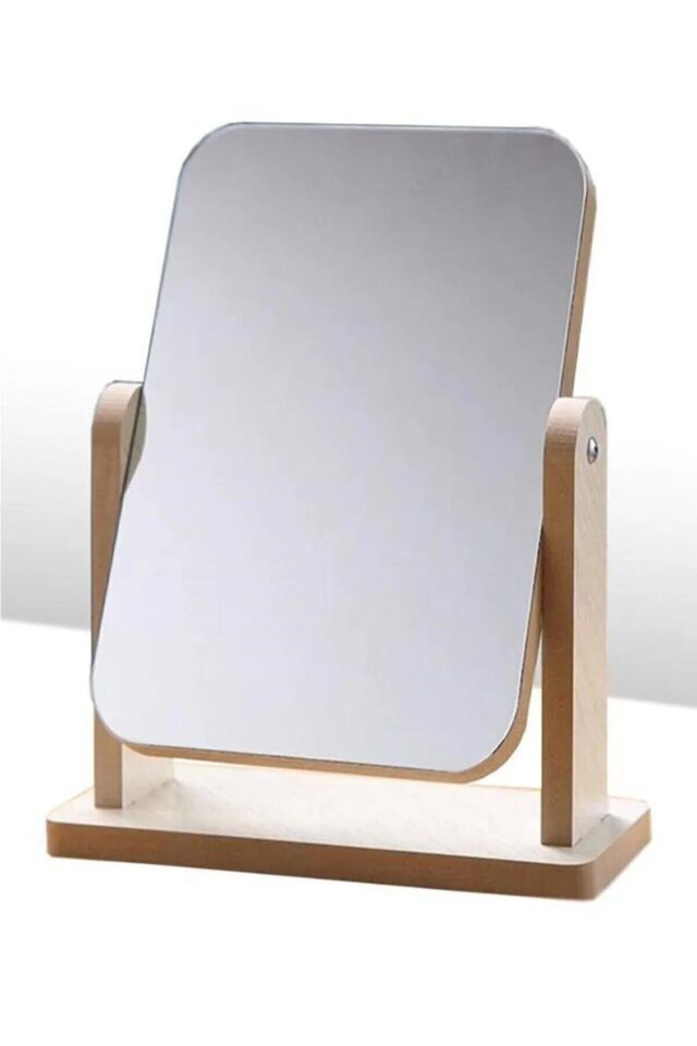 El Aynası Masa Aynası Makyaj Aynası Ayarlanabilir Kare Makeup Mirror 18cm Ahşap