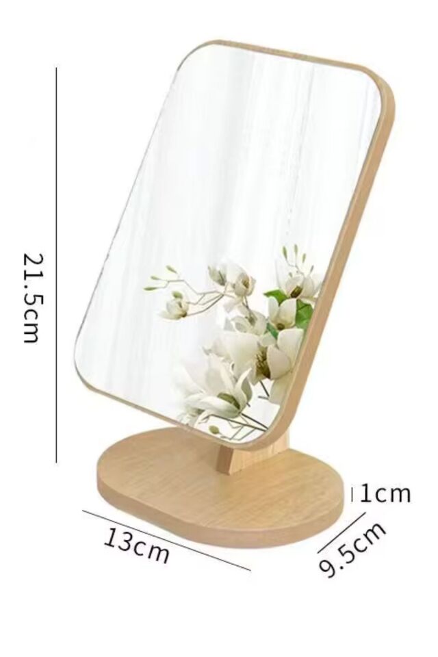 El Aynası Masa Aynası Makyaj Aynası Ayarlanabilir Kare Makeup Mirror 18cm Ahşap